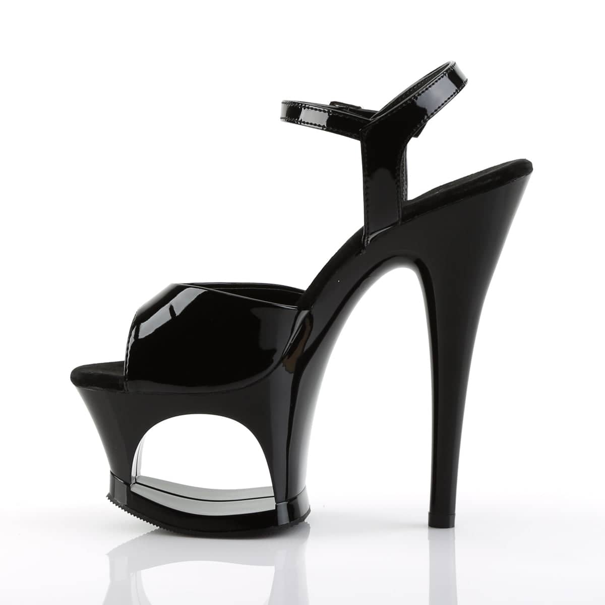 MOON-709 Black Ankle Peep Toe High Heel