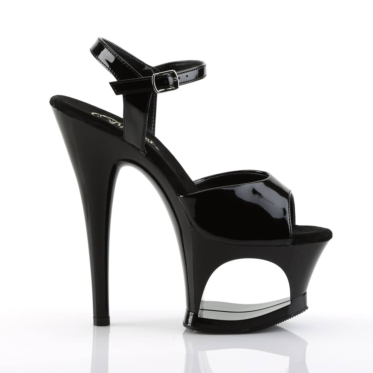 MOON-709 Black Ankle Peep Toe High Heel