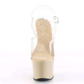 SKY-308 Clear & Nude Ankle Peep Toe High Heel