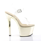 SKY-308 Clear & Gold Ankle Peep Toe High Heel