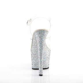 SKY-308LG Clear & Silver Ankle Peep Toe High Heel