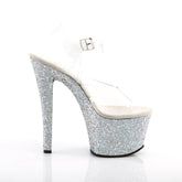 SKY-308LG Clear & Silver Ankle Peep Toe High Heel