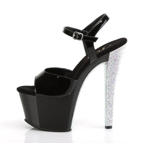 SKY-309CHRS Black & Silver Ankle Peep Toe High Heel