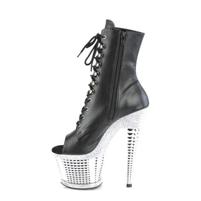 SPECTATOR-1021RS Black & Silver Calf High Peep Toe Boots