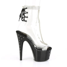 STARDUST-1018C-2RS Black & Clear Calf High Peep Toe Boots