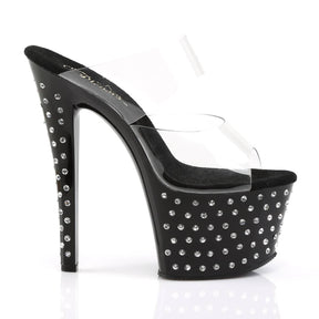 STARDUST-702 Black & Clear Slide High Heel