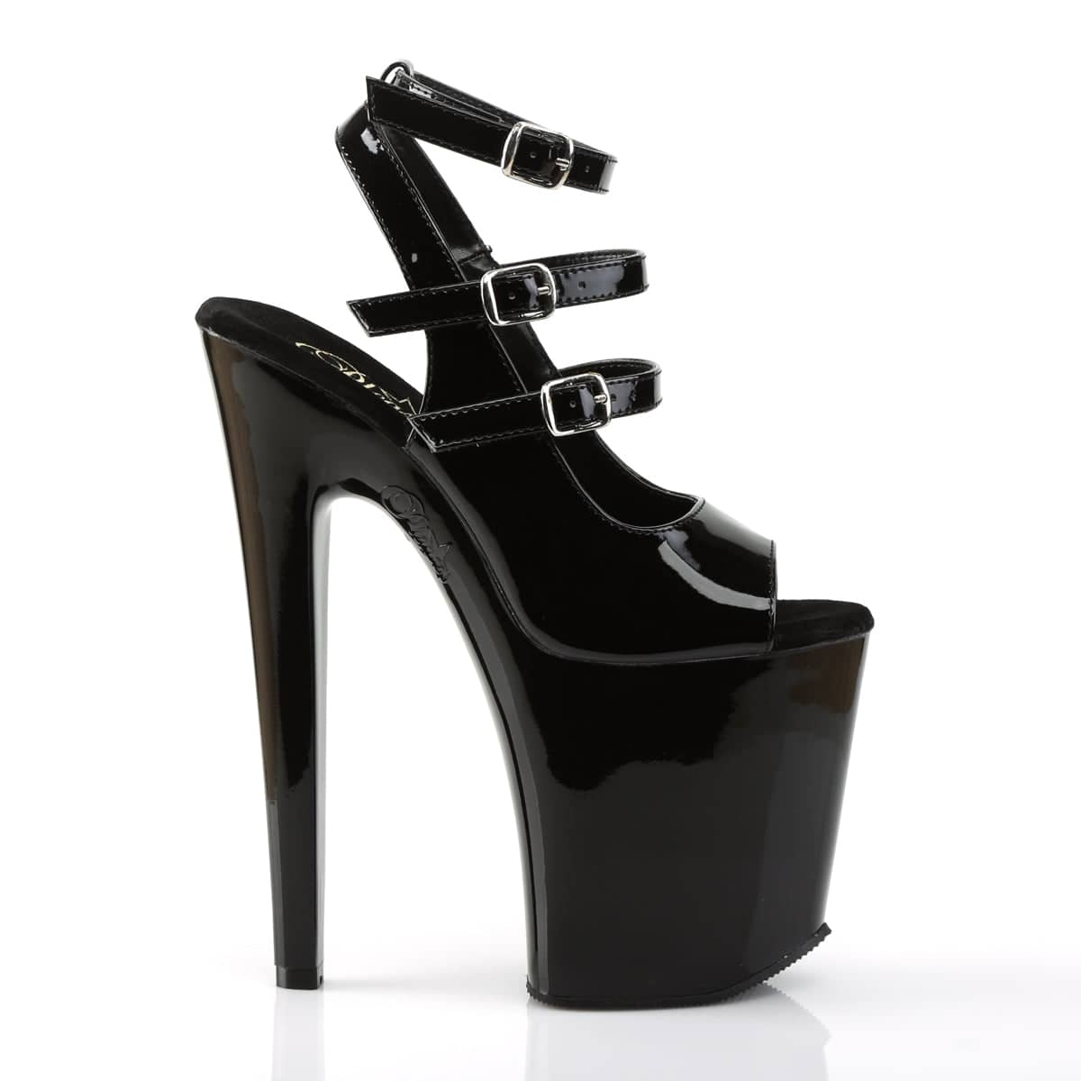 XTREME-873 Black Ankle Peep Toe High Heel